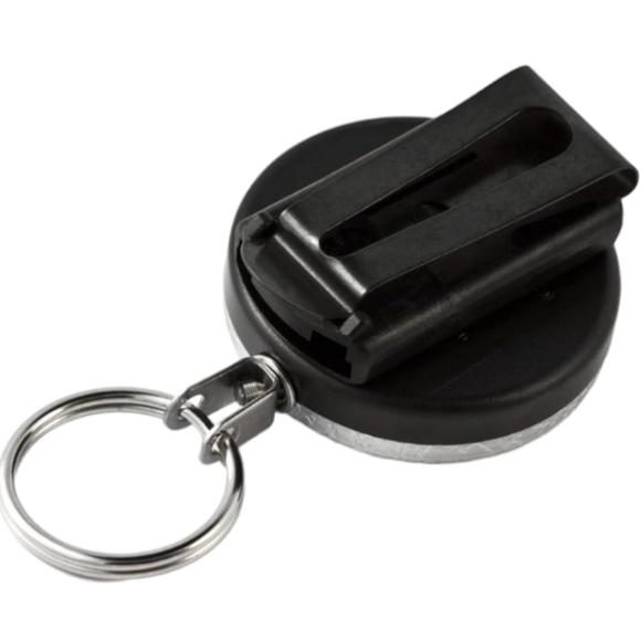 NEW- KEY-BAK ORIGINAL CHROME AND BLACK RETRACTABLE KEY HOLDER - U.S.A. - Picture 2 of 6